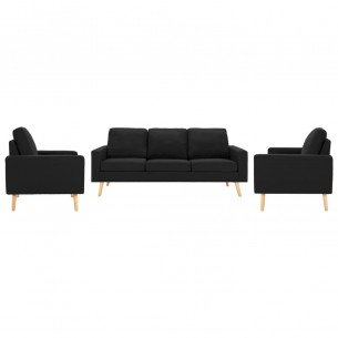 Ensemble de canapés 3 pcs Tissu Noir