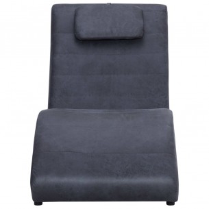 Chaise longue avec oreiller Gris Similicuir daim