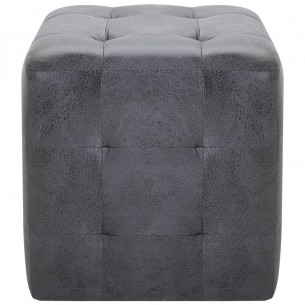 2 pcs Poufs Gris 30 x 30 x 30 cm Similicuir daim