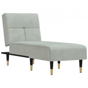 Chaise longue gris clair velours