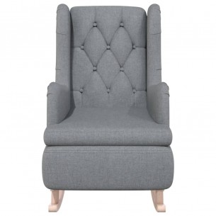 Fauteuil avec pieds à bascule en bois d'hévéa Gris clair Tissu