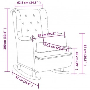 Fauteuil avec pieds à bascule en bois d'hévéa Gris clair Tissu