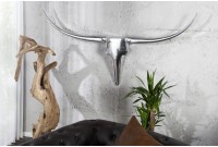 Trophée mural 125 cm Tête de taureau argenté