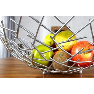Corbeille de fruit moderne en métal argenté