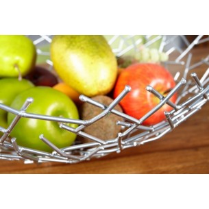 Corbeille de fruit moderne en métal argenté