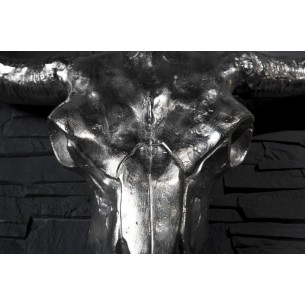 Trophée mural Crâne de taureau en aluminium argenté