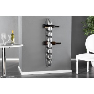 Porte-bouteille mural design vertical en aluminium argenté Porte-bouteille mural design vertical en aluminium argenté