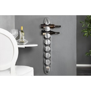 Porte-bouteille mural design vertical en aluminium argenté Porte-bouteille mural design vertical en aluminium argenté