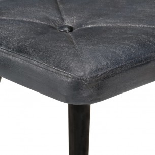 Chaise à oreilles avec repose-pied Gris Cuir véritable