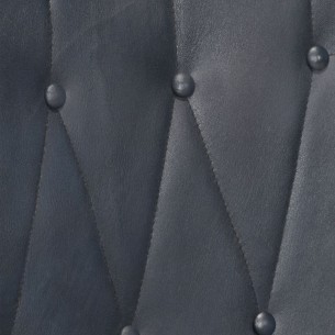 Chaise à oreilles avec repose-pied Gris Cuir véritable