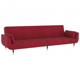 Canapé-lit à 2 places et deux oreillers Rouge bordeaux Velours