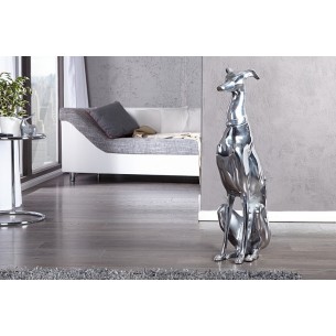 Statue design Chien assis 70 cm en aluminium argenté Statue design Chien assis 70 cm en aluminium argenté