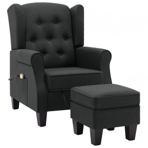 Fauteuil de massage avec repose-pied Gris foncé Tissu