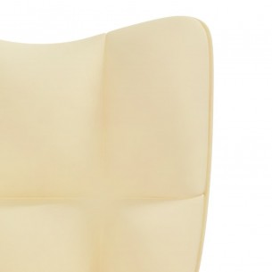 Chaise à bascule avec repose-pied Blanc crème Velours