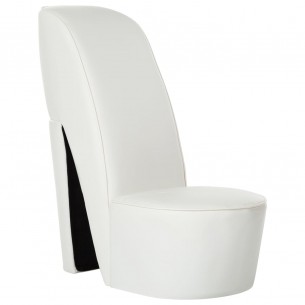 Chaise en forme de chaussure à talon haut Blanc Similicuir Chaise en forme de chaussure à talon haut Blanc Similicuir