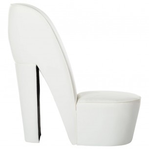 Chaise en forme de chaussure à talon haut Blanc Similicuir Chaise en forme de chaussure à talon haut Blanc Similicuir