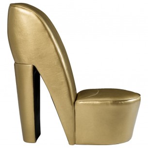 Chaise en forme de chaussure à talon haut Doré Similicuir Chaise en forme de chaussure à talon haut Doré Similicuir