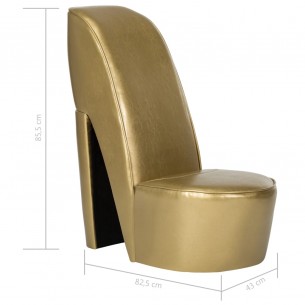 Chaise en forme de chaussure à talon haut Doré Similicuir Chaise en forme de chaussure à talon haut Doré Similicuir