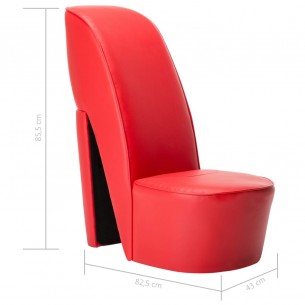 Chaise en forme de chaussure à talon haut Rouge Similicuir Chaise en forme de chaussure à talon haut Rouge Similicuir