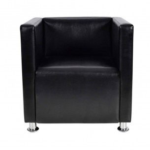 Fauteuil cube noir similicuir