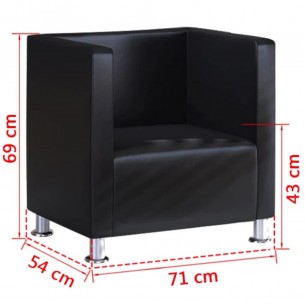 Fauteuil cube noir similicuir