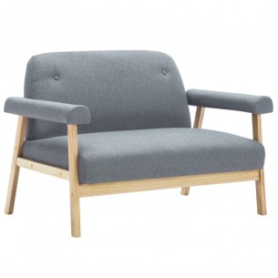 Canapé à 2 places Tissu Gris clair
