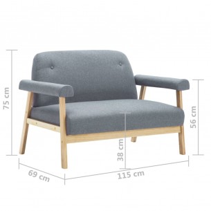 Canapé à 2 places Tissu Gris clair