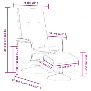 Fauteuil inclinable de massage avec repose-pied noir similicuir