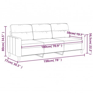 Canapé à 3 places Gris foncé 180 cm Tissu