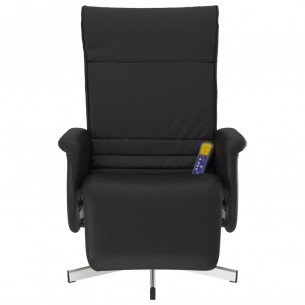 Fauteuil inclinable de massage repose-pieds noir similicuir