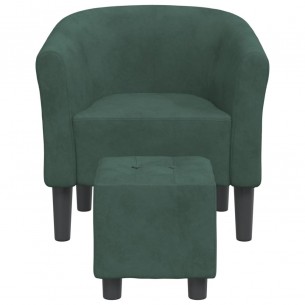 Fauteuil cabriolet avec repose-pied vert foncé velours