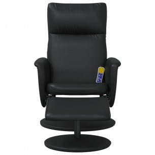 Fauteuil inclinable de massage avec repose-pied noir similicuir