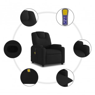 Fauteuil de massage inclinable Noir Tissu
