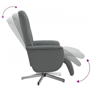 Fauteuil inclinable de massage et repose-pieds gris foncé tissu