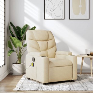 Fauteuil de massage inclinable Crème Tissu