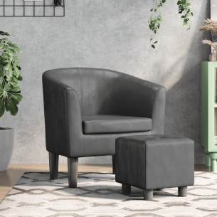 Fauteuil cabriolet avec repose-pied gris similicuir