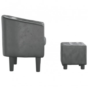Fauteuil cabriolet avec repose-pied gris similicuir