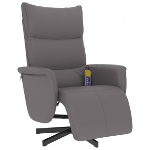 Fauteuil inclinable de massage repose-pieds gris similicuir