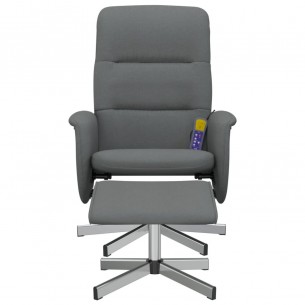 Fauteuil de massage inclinable et repose-pieds gris foncé tissu