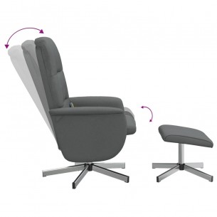 Fauteuil de massage inclinable et repose-pieds gris foncé tissu
