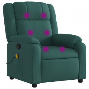 Fauteuil de massage inclinable Vert foncé Tissu