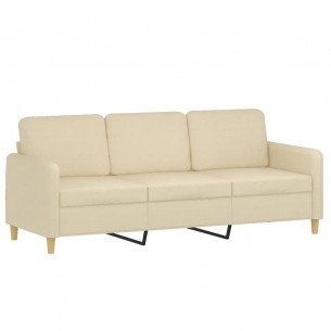 Canapé 3 places avec oreillers décoratifs crème 180 cm tissu