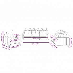Ensemble de canapés 3 pcs avec coussins Jaune Velours