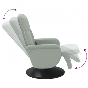 Fauteuil inclinable de massage repose-pied gris clair velours