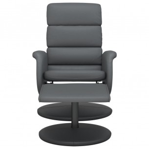 Fauteuil inclinable avec repose-pied gris similicuir