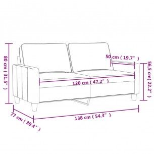 Canapé à 2 places Gris clair 120 cm Velours