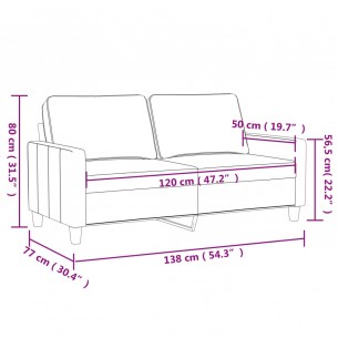 Canapé à 2 places Marron 120 cm Velours