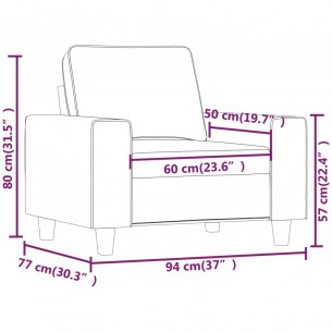 Fauteuil Gris foncé 60 cm Tissu