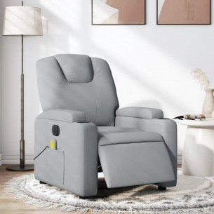 Fauteuil de massage inclinable électrique gris clair tissu