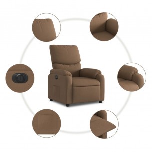 Fauteuil inclinable électrique Marron Tissu